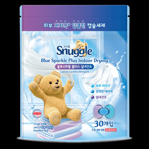SNUGGLE CAPSULE LAUNDRY DETERGENT BLUE SPARKLE PLUS INDOOR DRYING 30PCS